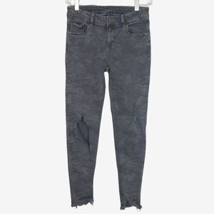 Zara grey camo ripped fray step hem jeans
